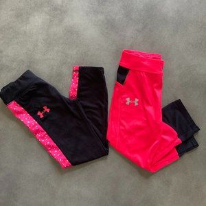 Lot Set of two Under Armour Girls Leggings Size 6